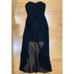 3D Black Rose High-Low Floral Dress